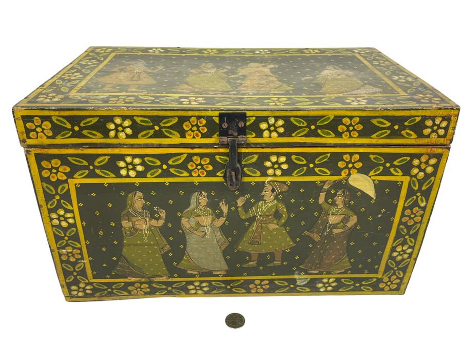 Handpainted Indian Wooden Box 16W X 10D X 10H [Photo 1]
