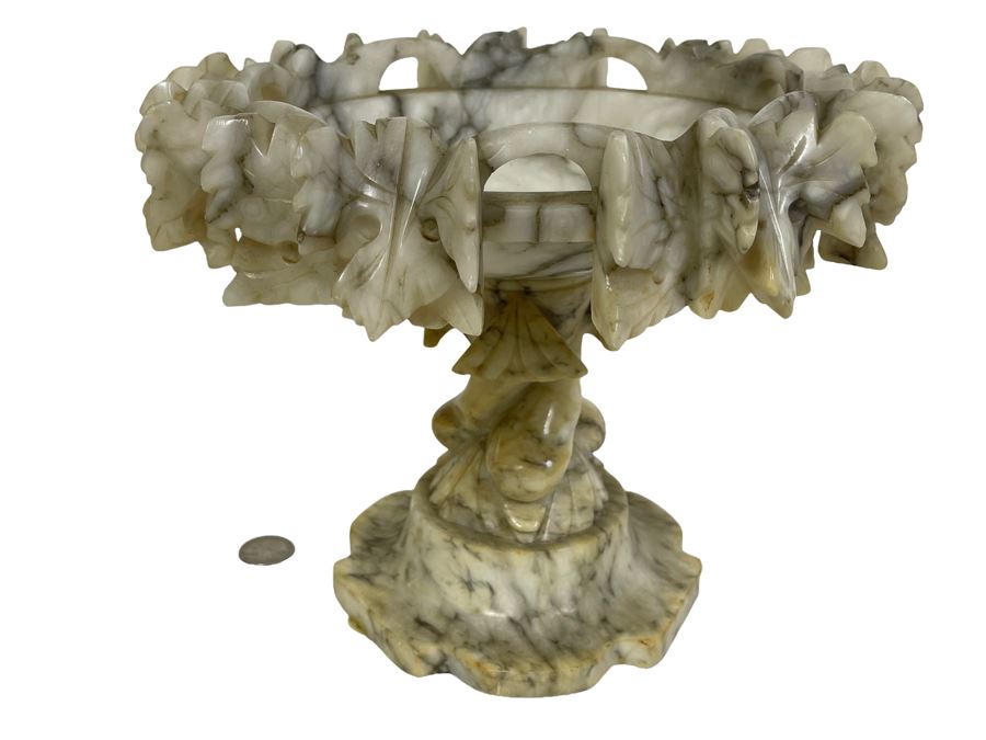 Carved Alabaster Compote 10W X 9H [Photo 1]