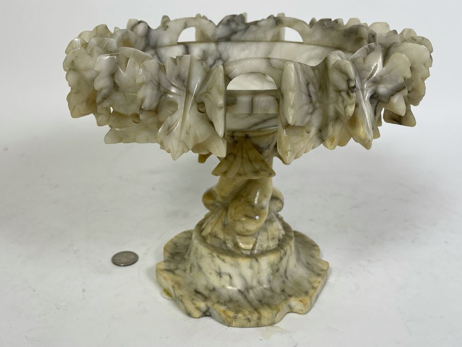 Carved Alabaster Compote 10W X 9H [Photo 6]