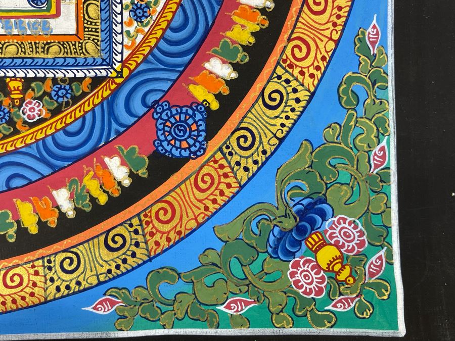 Original Bhutan Mandala Artwork On Paper 12.5 X 12.5