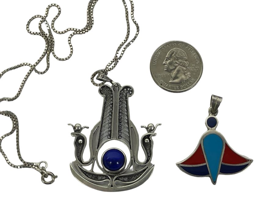 Pair Of Egyptian Pendants (One With Chain) Jewelry