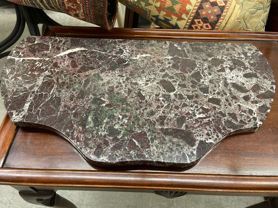 Vintage French Marquetry Serpentine Vitrine Display Cabinet 34W X 19D X 64H [Photo 10]