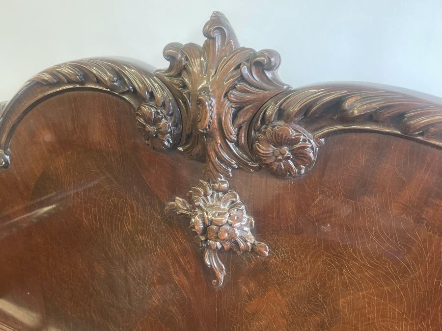 Exquisite Antique Carved Mahogany Wooden Pedestal Sideboard Buffet With Ball And Claw Feet And Felt Lined Silver Storage Compartments (Middle Section Is Supported By Dowels And Needs To Be Screwed In) 95W X 26D X 59H [Photo 29]