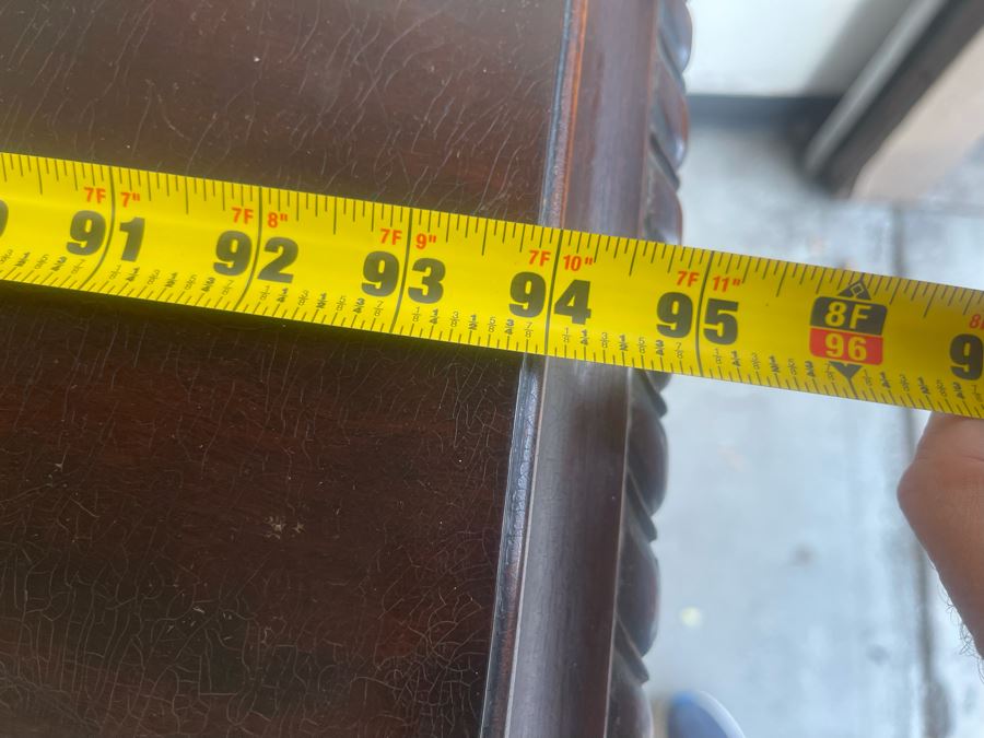 Exquisite Antique Carved Mahogany Wooden Pedestal Sideboard Buffet With Ball And Claw Feet And Felt Lined Silver Storage Compartments (Middle Section Is Supported By Dowels And Needs To Be Screwed In) 95W X 26D X 59H [Photo 30]