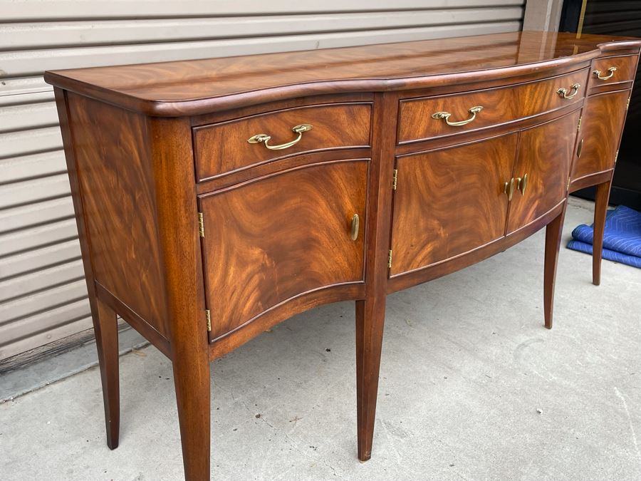 Stunning Mahogany Henkel-Harris Sideboard Buffet Credenza Cabinet With Felt Lined Silver Storage Drawer 76W X 23D X 38H [Photo 13]