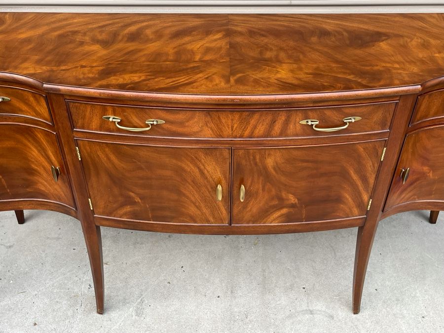 Stunning Mahogany Henkel-Harris Sideboard Buffet Credenza Cabinet With Felt Lined Silver Storage Drawer 76W X 23D X 38H [Photo 5]