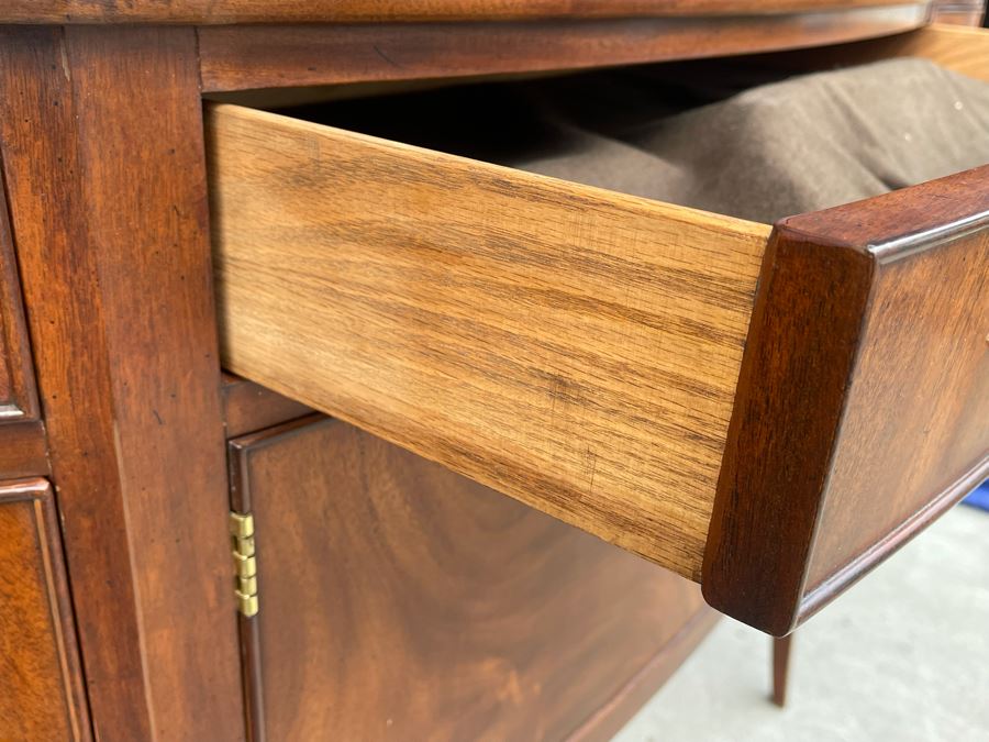 Stunning Mahogany Henkel-Harris Sideboard Buffet Credenza Cabinet With Felt Lined Silver Storage Drawer 76W X 23D X 38H [Photo 15]