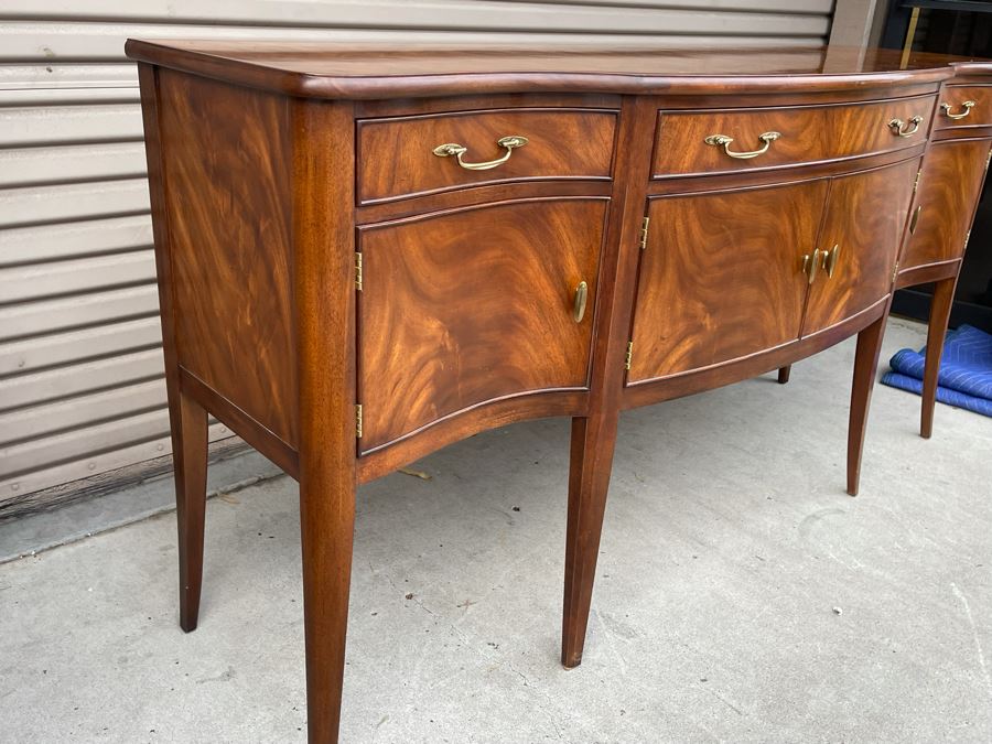 Stunning Mahogany Henkel-Harris Sideboard Buffet Credenza Cabinet With Felt Lined Silver Storage Drawer 76W X 23D X 38H [Photo 12]