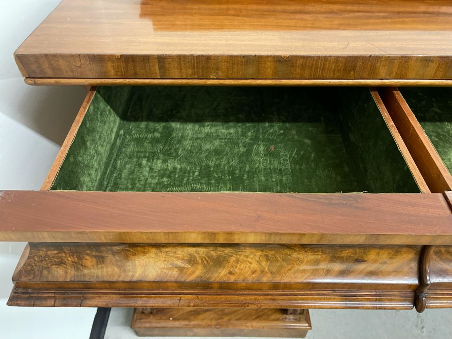 Elegant English Pedestal Sideboard Buffet Credenza With