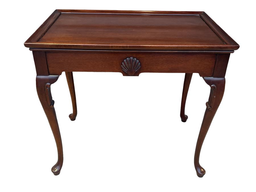 Vintage Mahogany English Queen Anne Tray Top Tea Table 28W X 18D X 25H [Photo 1]