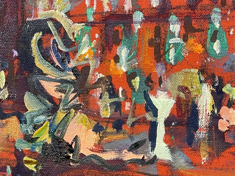 Original Abstract Bar Scene Painting 31 X 39 [Photo 17]
