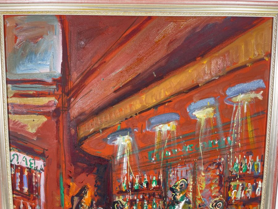 Original Abstract Bar Scene Painting 31 X 39 [Photo 8]