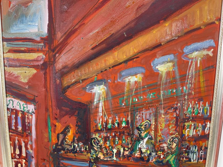 Original Abstract Bar Scene Painting 31 X 39 [Photo 7]