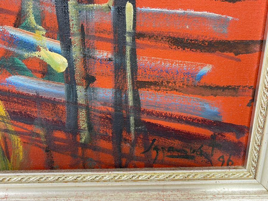 Original Abstract Bar Scene Painting 31 X 39 [Photo 12]