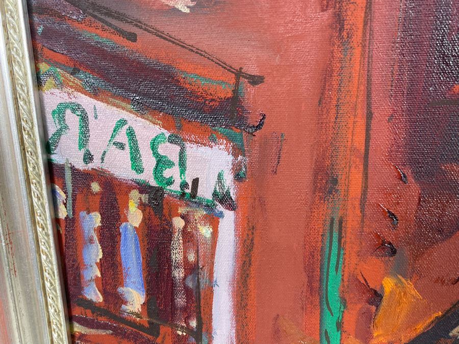 Original Abstract Bar Scene Painting 31 X 39 [Photo 9]