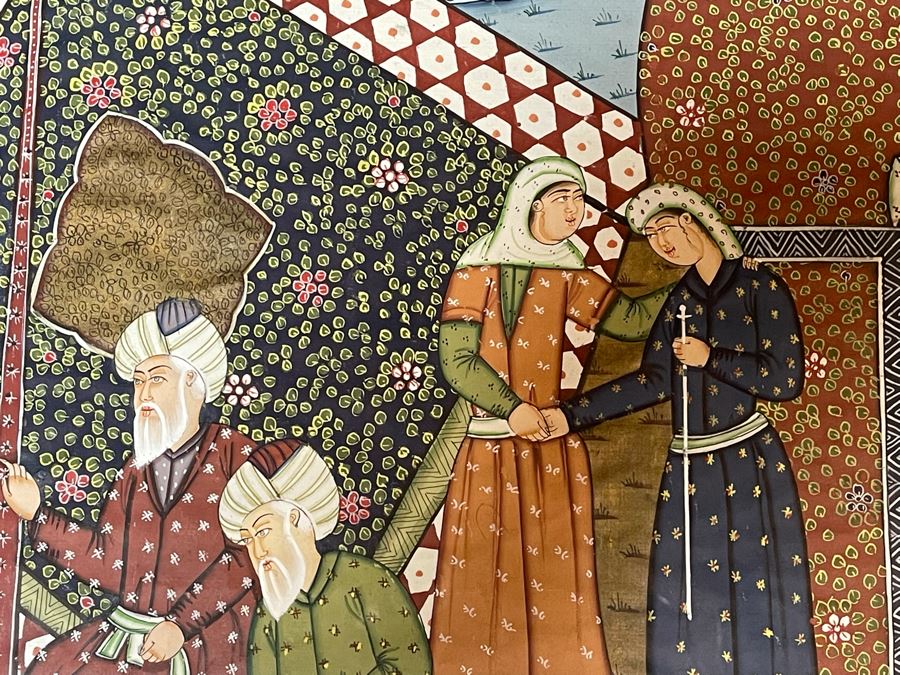 Original Indian Painting On Silk Framed 31 X 44 [Photo 7]