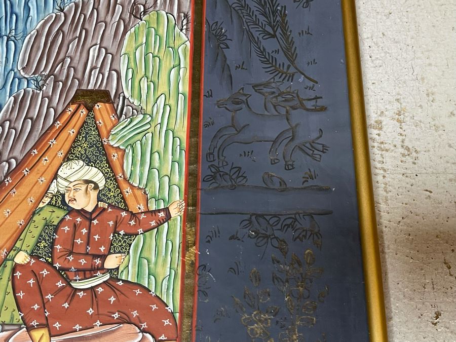 Original Indian Painting On Silk Framed 31 X 44 [Photo 19]