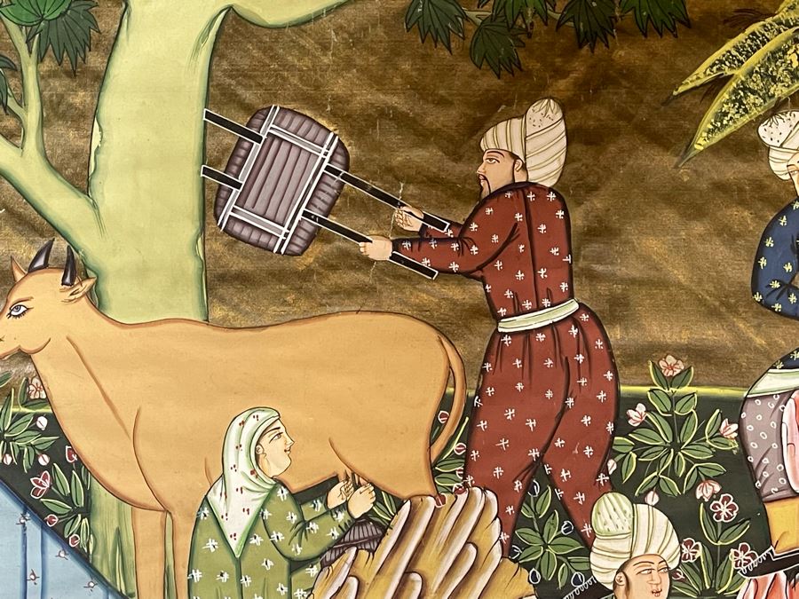 Original Indian Painting On Silk Framed 31 X 44 [Photo 13]