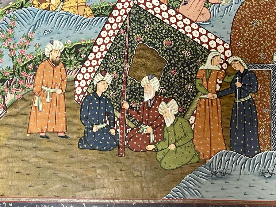 Original Indian Painting On Silk Framed 31 X 44 [Photo 5]