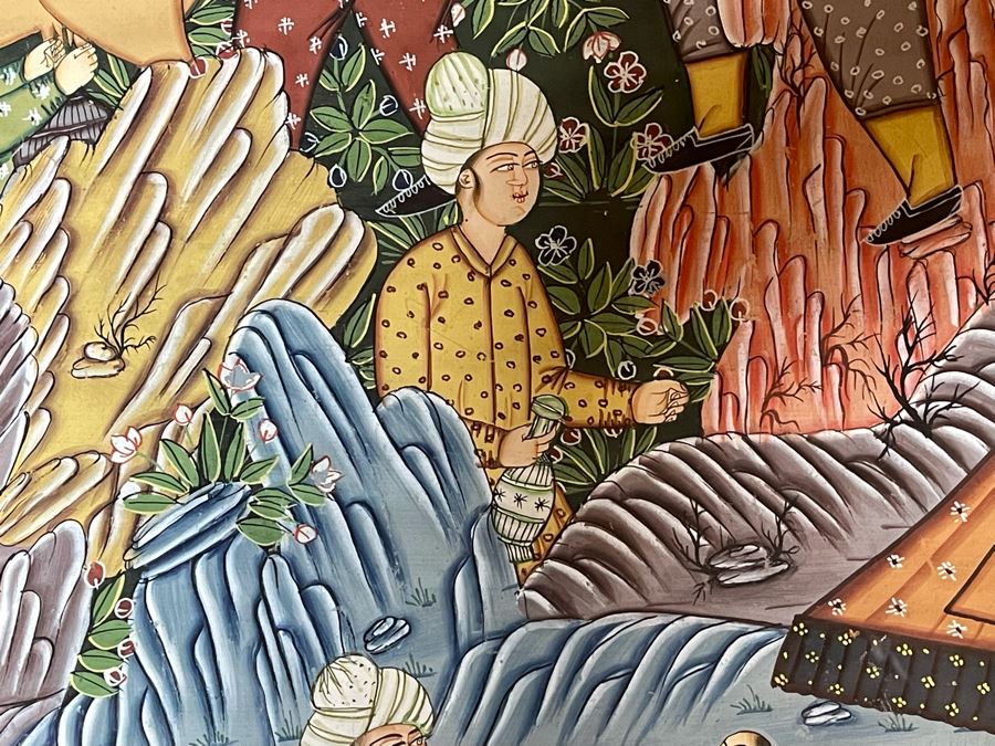 Original Indian Painting On Silk Framed 31 X 44 [Photo 15]