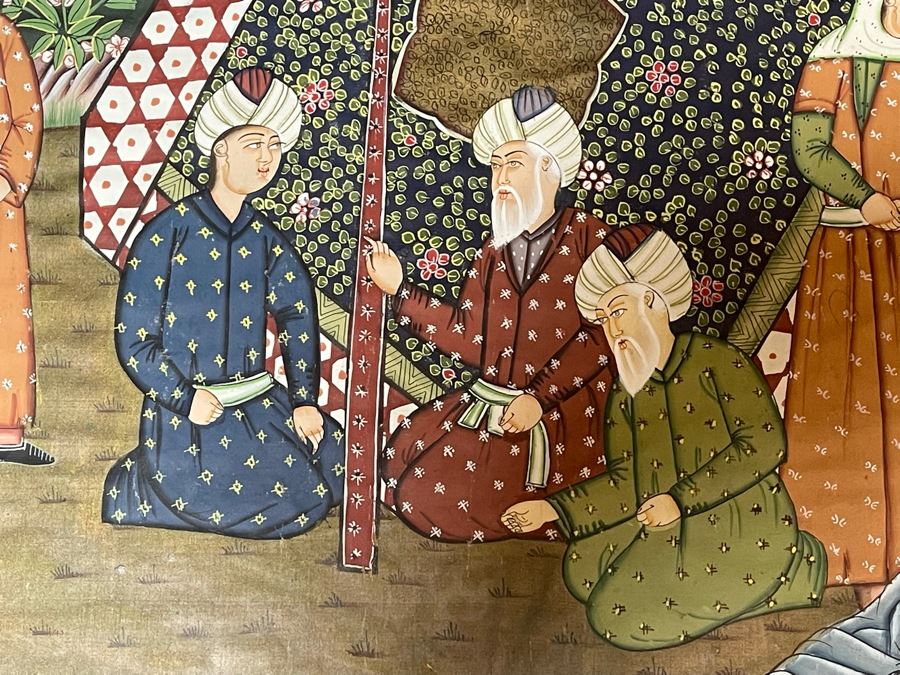 Original Indian Painting On Silk Framed 31 X 44 [Photo 6]