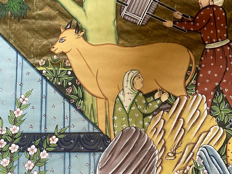 Original Indian Painting On Silk Framed 31 X 44 [Photo 12]