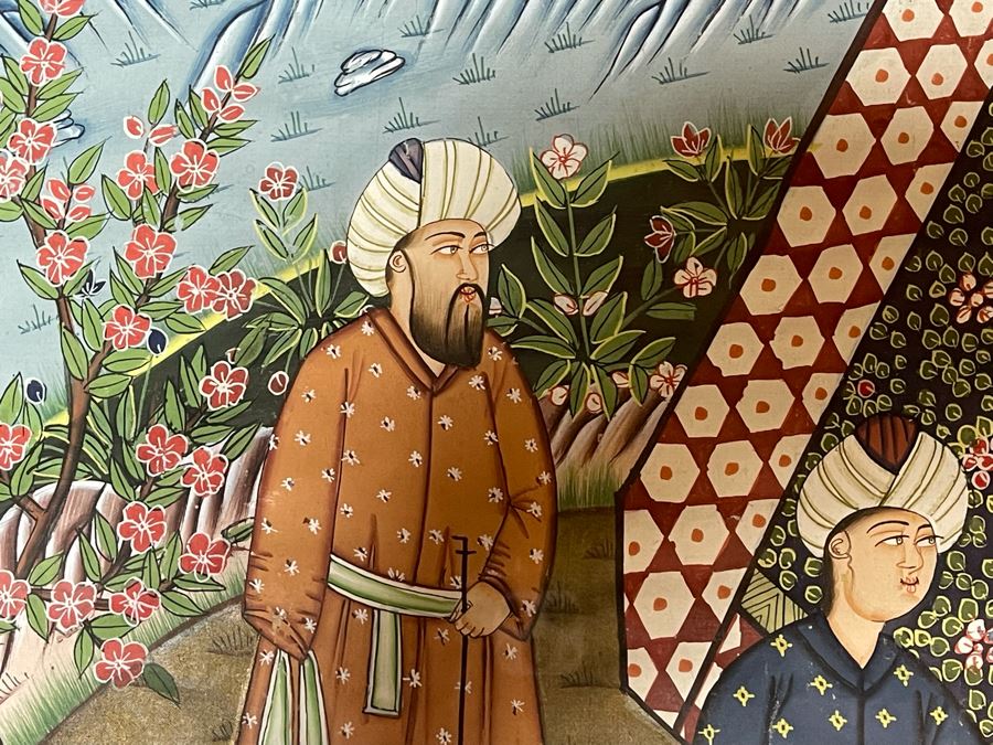 Original Indian Painting On Silk Framed 31 X 44 [Photo 9]