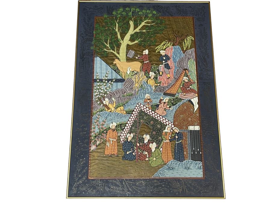 Original Indian Painting On Silk Framed 31 X 44 [Photo 2]