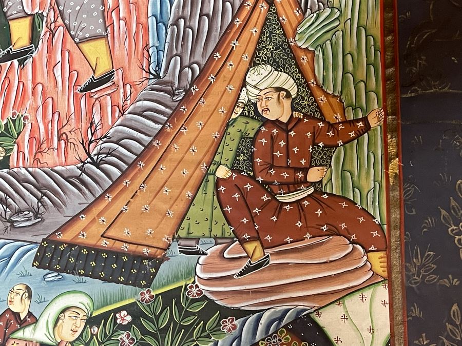 Original Indian Painting On Silk Framed 31 X 44 [Photo 11]