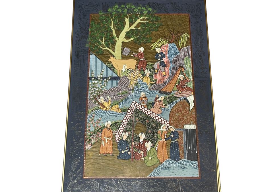 Original Indian Painting On Silk Framed 31 X 44 [Photo 3]