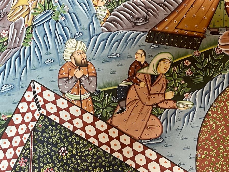 Original Indian Painting On Silk Framed 31 X 44 [Photo 10]