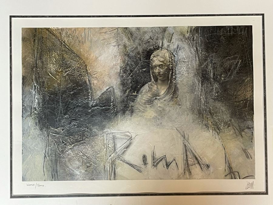 Original Commissioned Artwork By J Hall Titled Woman / Roma 25 X 17 Framed 38 X 30 [Photo 1]