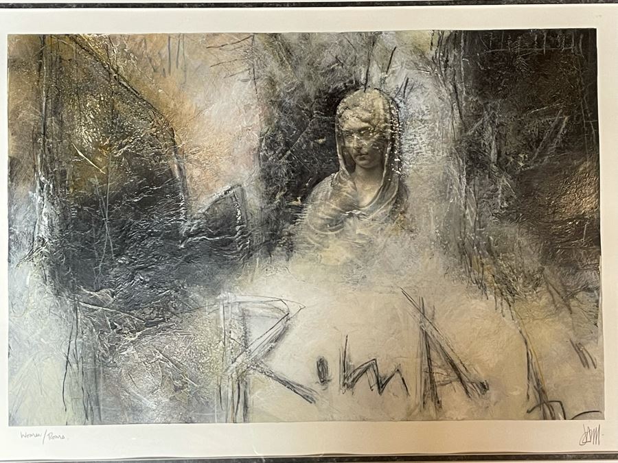 Original Commissioned Artwork By J Hall Titled Woman / Roma 25 X 17 Framed 38 X 30 [Photo 5]