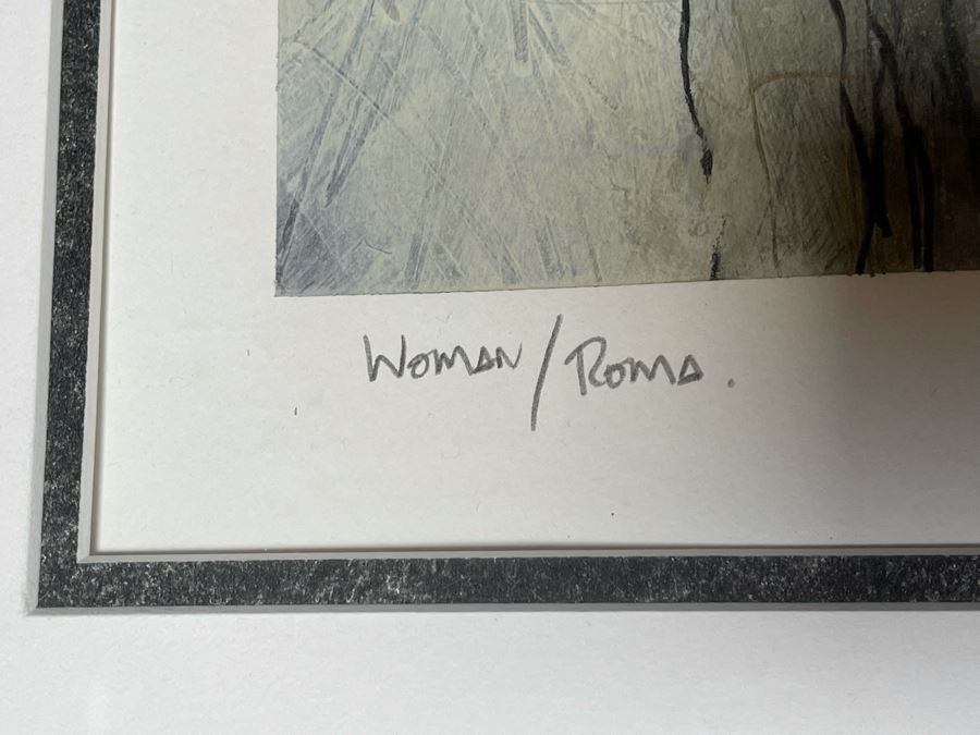 Original Commissioned Artwork By J Hall Titled Woman / Roma 25 X 17 Framed 38 X 30 [Photo 10]