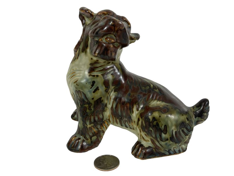 Vintage Knud Kyhn For Royal Copenhagen Terrier Dog Sung Glaze Stoneware Figurine 6W X 5.5H