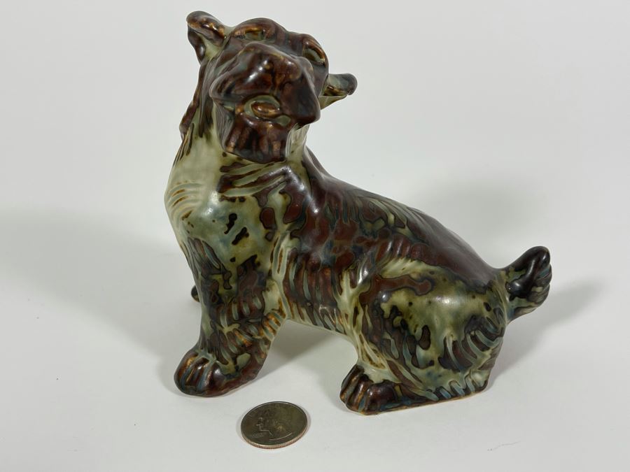 Vintage Knud Kyhn For Royal Copenhagen Terrier Dog Sung Glaze Stoneware Figurine 6W X 5.5H [Photo 3]