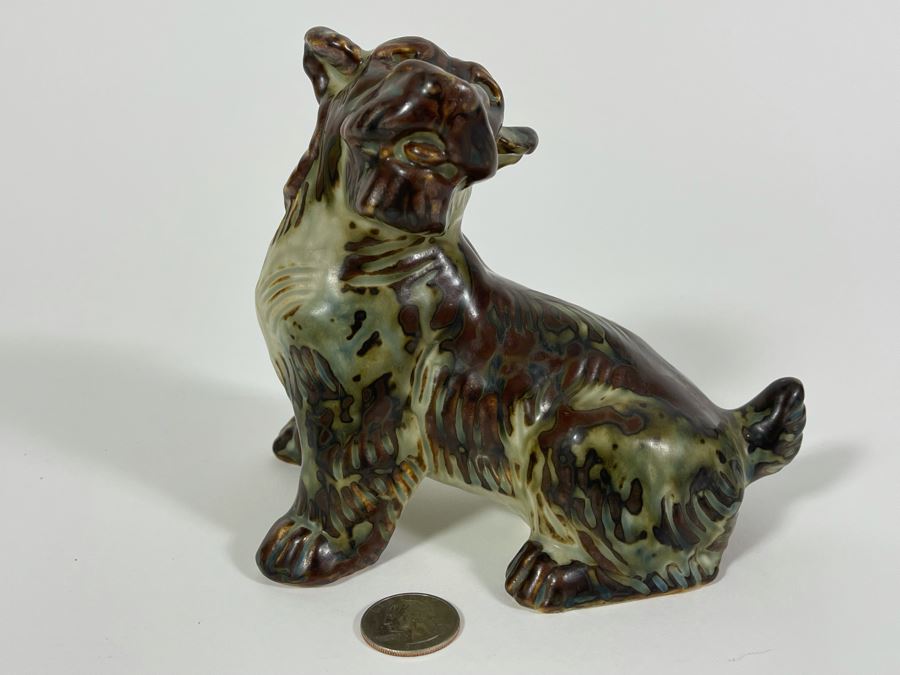 Vintage Knud Kyhn For Royal Copenhagen Terrier Dog Sung Glaze Stoneware Figurine 6W X 5.5H [Photo 2]