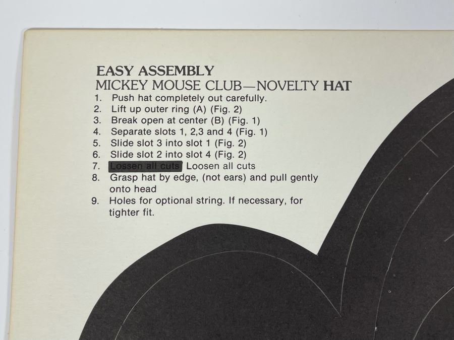 Vintage Walt Disney Productions Mickey Mouse Club Paper Ears New Old Stock 18 X 12 [Photo 8]