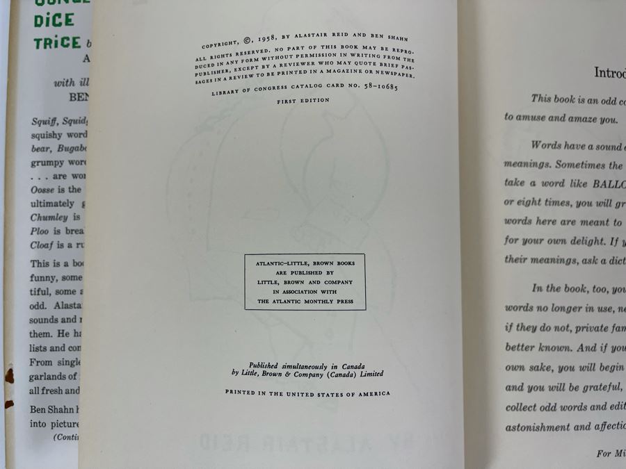 First Edition Hardcover Book 1958 Ounce Dice Trice By Alastair Reid With Drawings By Ben Shahn [Photo 5]