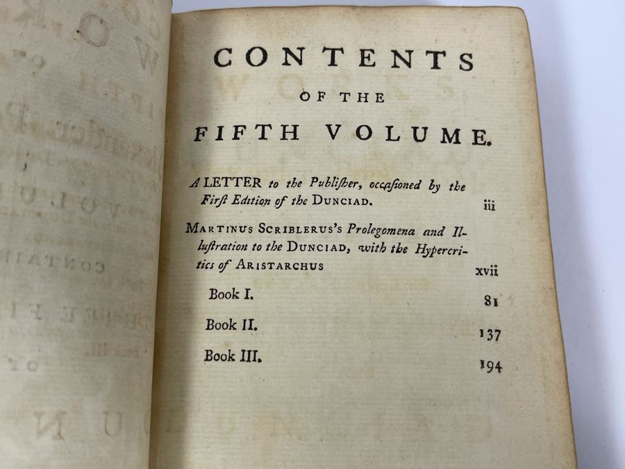 (3) Antique 1757 Books: The Works Of Alexander Pope, Efq. Volumes V, VII, VIII  [Photo 11]