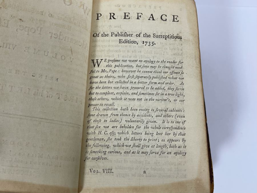 (3) Antique 1757 Books: The Works Of Alexander Pope, Efq. Volumes V, VII, VIII  [Photo 5]