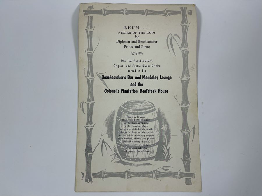 Hawaiian Waikiki Beachcomber's Bar And Mandalay Lounge Drink Menu Don The Beachcomber [Photo 7]