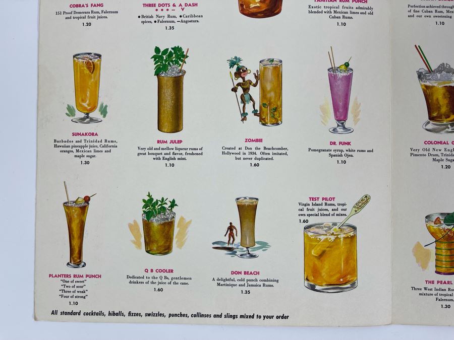 Hawaiian Waikiki Beachcomber's Bar And Mandalay Lounge Drink Menu Don The Beachcomber [Photo 3]