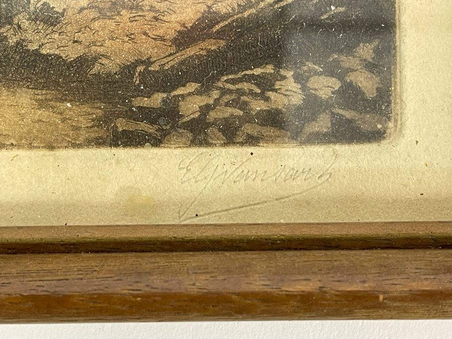 Original Hand Signed Hand Colored Wartime Etching 9 X 11 [Photo 7]