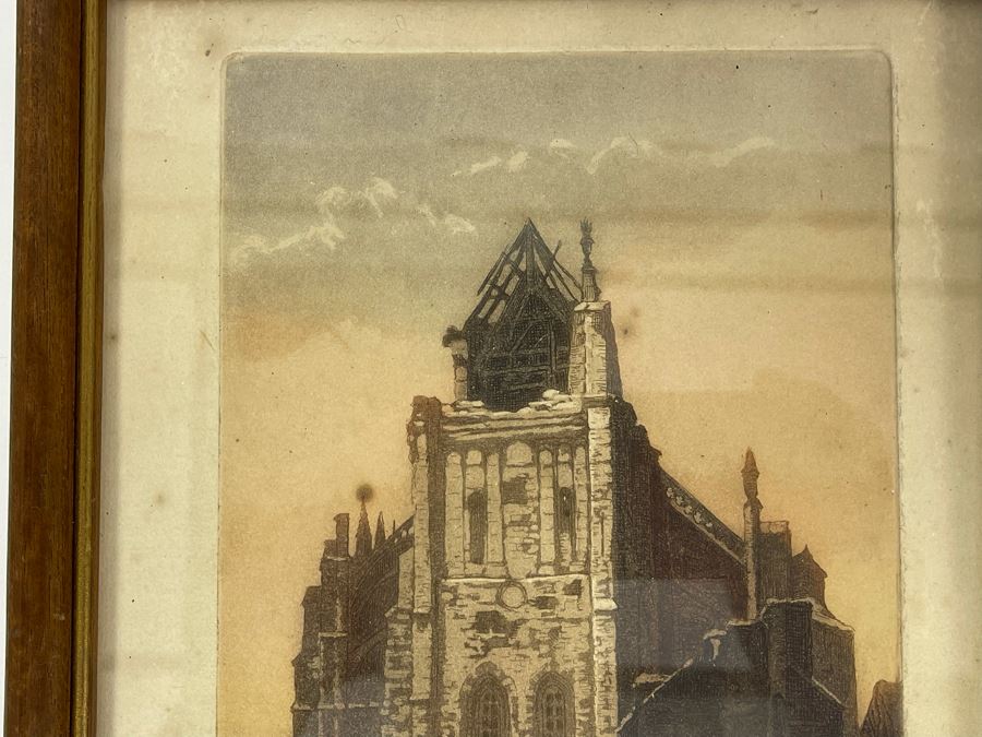 Original Hand Signed Hand Colored Wartime Etching 9 X 11 [Photo 4]