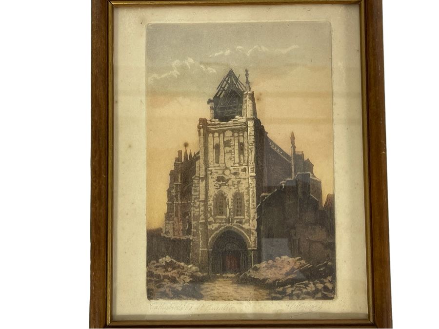 Original Hand Signed Hand Colored Wartime Etching 9 X 11 [Photo 3]