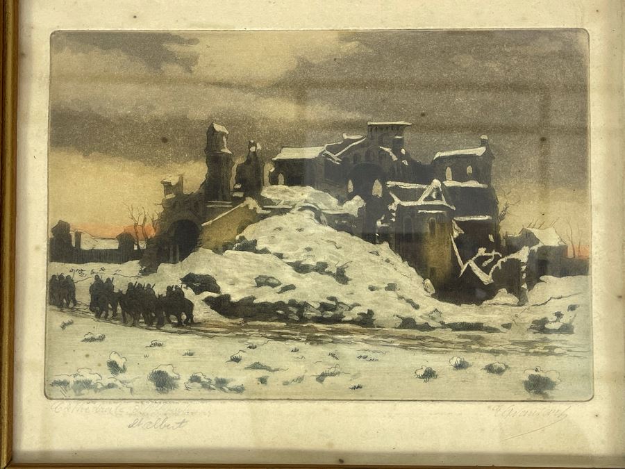 Original Hand Signed Hand Colored Wartime Etching 11 X 9 [Photo 3]