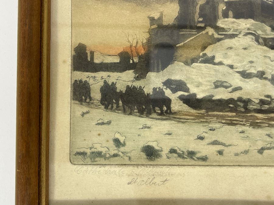 Original Hand Signed Hand Colored Wartime Etching 11 X 9 [Photo 4]