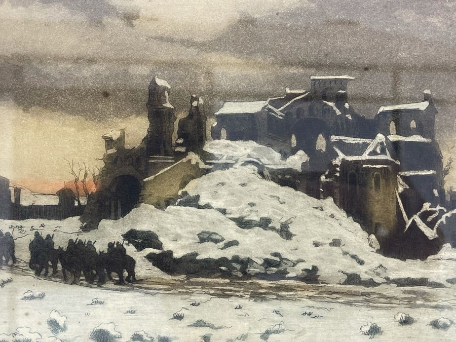 Original Hand Signed Hand Colored Wartime Etching 11 X 9 [Photo 5]