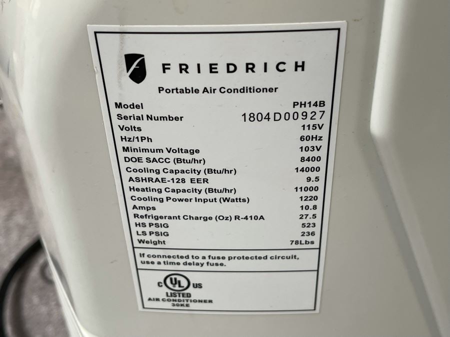 Friedrich Portable Air Conditioner Model PH14B